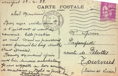 Angers — Ogród Mail i jego piękne zbiorniki kwiatowe — P.C. nr 13 — Rewers