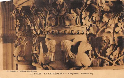 Reims - La Cathédrale — Chapiteau - Grande Nef — Cl Rothier - Pailloux, lib., Reims