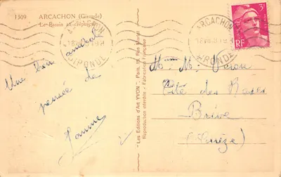 Arcachon — Le Bassin au crépuscule — Les Editions d'Art YVON, Paris — Verso