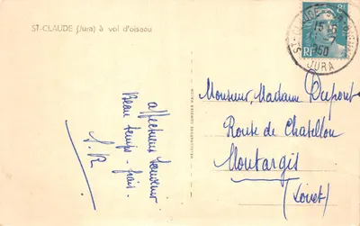 St-Clau de (Jura) — vue aérienne du village encaissé entre montagnes — éditeur Cimy — पीछे