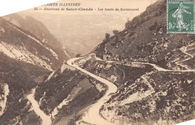 Les lacets de Septmoncel — vue des montagnes et route en lacets — éditeur COMTE ILLUSTRÉE, n° 55
