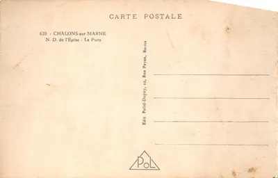 Châlons-sur-Marne — Poço de l'Épine — editor Polti-Dupuy, Reims, n.º 620 — Verso
