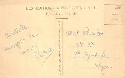 Paris - Arc de Triomphe du Carrousel — éditeur A. L. n°19 — 裏面