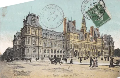 Paris. L'Hôtel de Ville — vue de l'édifice avec voitures et piétons — éditeur L.V. & Cie, n° 846