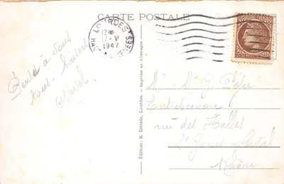 Lourdes — Los Santuarios y el Castillo Fortificado — Edición: B. Estrade, Lourdes — Reverso
