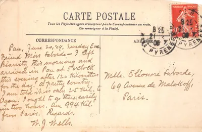 Pau — Boulevard des Pyrénées i Hotel de France — CPAPHIL nr 108 — Rewers