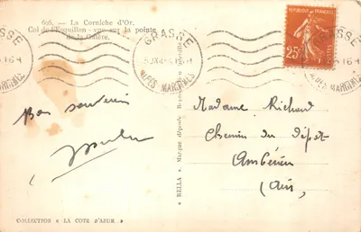 Col d'Esquillon — vue sur la pointe de la Galère — éditeur Rella — Verso