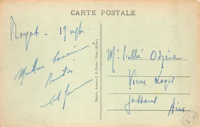 Royat-les-Bains — Le Viaduc, le Parc et le Casino — L'Auvergne Pittoresque, éditeur Ideal, n° 4208 — 裏面