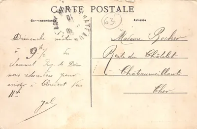 Tour de l'Observatoire et Antenne de Télégraphie sans Fil — Mont du Dôme — Cl. David — Verso