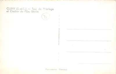 Cluny (Saône-et-Loire) — Tour de l'Horloge et Clocher de l'Eau Bénite — Photo Combier Macon — पीछे