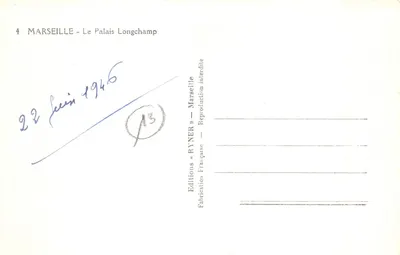 O Palais Longchamp — visão da fonte principal — editor RYNER — Verso