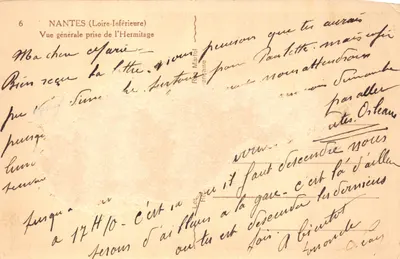 Nantes — Vista geral tirada da Hermitage — editor R. Marrel — Verso