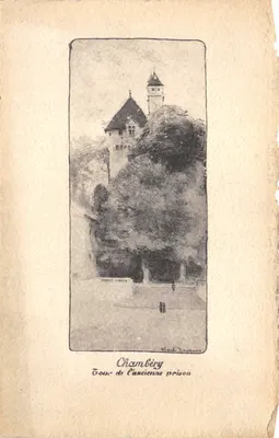 Chambéry — Tour de l'ancienne prison — gravure de Frank Jacques
