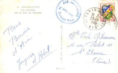 General view of Lake Bourget — Aix-les-Bains — publisher C.A.P. (60) Réal-Photo — Back