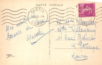 Calanche de Piana — Cimes alpestres dominant la Grand'route — éditeur Cartes « La Cigogne » — Verso