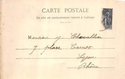 St-Sulpice-de-Favières — Le Grand Portail — Librairie A. Boutroue, Dourdan (Seine-et-Oise) n° 8-02 — पीछे