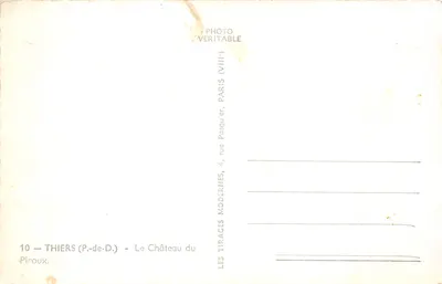 Le Château du Piroux — maison à colombages — éditeur THIERS (P.-de-D.) — Verso