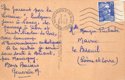 Saint-Nicolas-de-Port — Vue générale de la cathédrale — Édition R. Baudin, Papeterie de M. et Mme. Saint-Nicolas-de-Port — 뒷면