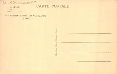Notre-Dame-des-Victoires — A Nef — Chevojon irmãos, editores, Paris — Verso