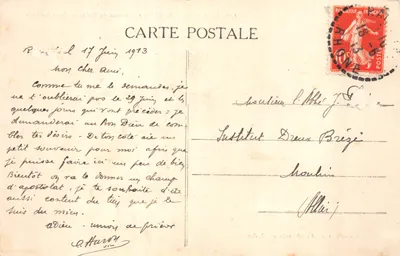 Los Écharmeaux (Rhône) — Route de Belmont en el bosque — Chauvion, editores Villefranche-sur-Saône — Reverso