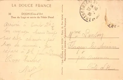 Dijon — Tour du Logis et entrée du Palais Ducal — Les Éditions d'Art YVON — 背面
