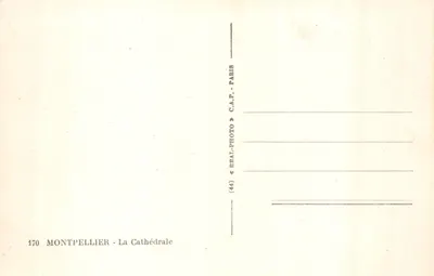 Montpellier — A Catedral — editor REAL-PHOTO, n.º 170 — Verso
