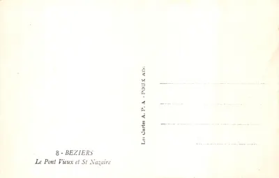 Béziers — Stare most i katedrała św. Nazaire — wydawca A.P.A. nr 8 — Rewers