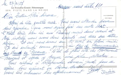 La Franche-Comté — Piste dans la neige (Dole) — Édition et Photo E. PROTE, 15 rue du Panthéon, Dole — पीछे