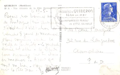 Quiberon (Morbihan) — Vue aérienne de la Côte Sauvage — Éditions Combier — पीछे