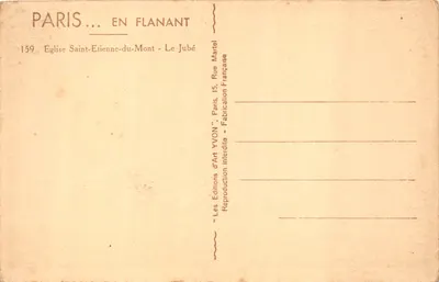 Église Saint-Etienne-du-Mont — vue intérieure du jubé avec escaliers tournants — Éditions d'Art YVON, n°159 — पीछे