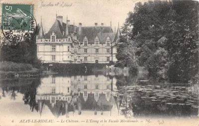Azay-le-Rideau — Le Château — L'Étang et la Façade Méridionale — W. L. — n°4