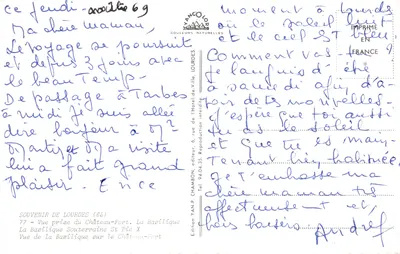 Lourdes — vue de la Basilique souterraine et du Château-Fort — éditeur YAN.P. CHAMBON — 背面
