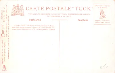 Cannes — Vue du Vieux Château Saint-Honorat — éditeur Tuck & Fils, série 707 — 背面
