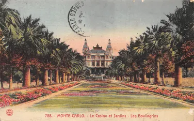 Monte-Carlo — Le Casino et Jardins — Les Boulingrins — Éditeur : Montreuil & Cie, n° 788