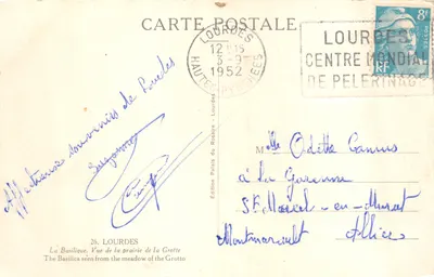 Lourdes — La Basilique vue de la prairie de la Grotte — Édition Hautes Pyrénées — 裏面