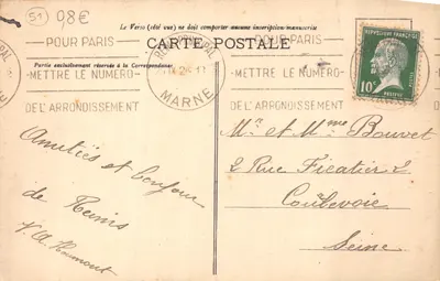 Reims dans les Ruines après la Retraite des Allemands — Fontaine Subé, éditeur Subé Fountain, n°44 — 背面