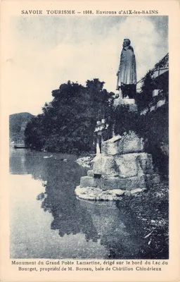 Monument du Grand Poète Lamartine — statue sur le bord du lac du Bourget — éditeur Savoie Tourisme, n° 1068
