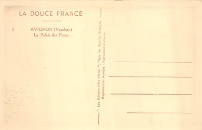 Avignon — Palais des Papes — Éditions d'Art YVON — 背面