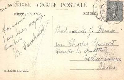 Pont sur un ruisseau — vue de montagne — Souvenir des Vosges, éditeur G. Schmitt, Schirmeck — पीछे
