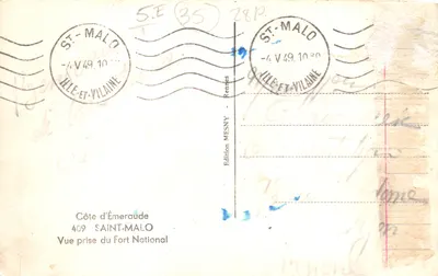 Côte d'Émeraude — Vue prise du Fort National — Édition MESNY — 裏面