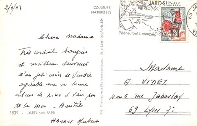 Jard-sur-Mer — vue du camping, des pins, de la plage et des rochers de St-Nicolas — éditeur Cie des Arts Photomécaniques — पीछे