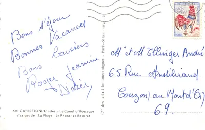 Capbreton — vue de la plage, du phare et d'un bateau — éditeur Cie des Arts Photomécaniques — 뒷면
