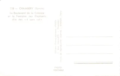 Chambery — Boulevard de la Colonne und Fontaine des 4 sans cul — Jansol — Rückseite