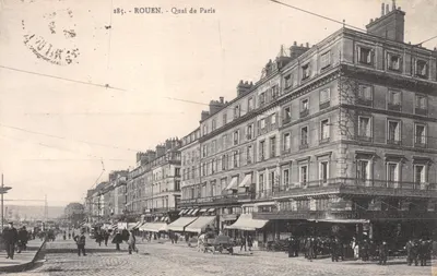 Rouen - Quai de Paris — vue du quai avec bâtiments et commerces, éditeur Cartes 'La Cigogne', n° 285