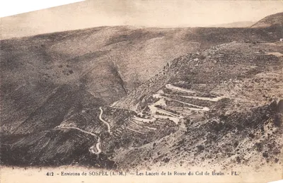 Environs de SOSPEL (A.-M.) — Les Lacets de la Route du Col de Braüs — FL. n°412