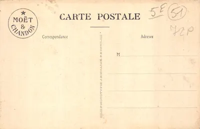 Vue générale de l'Ancienne Abbaye d'Hautvillers — Propriété de la Maison Moët & Chandon — Verso