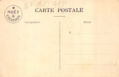 Vue générale de l'Ancienne Abbaye d'Hautvillers — Propriété de la Maison Moët & Chandon — Verso