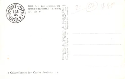 Mont-Saint-Odile — vista geral do mosteiro — editor Combiér Imp. Maccon — Verso
