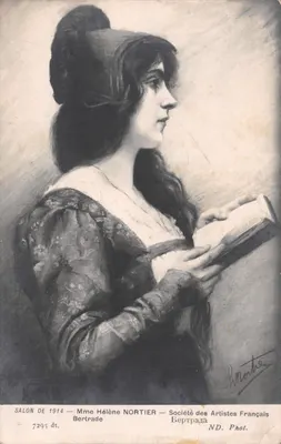 Mme Hélène NORTIER — Portrait de femme lisant — Société des Artistes Français, éditeur ND. Phot., n° 7295 dt