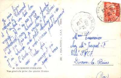 Clermont-Ferrand — vue générale prise des quatre routes — éditeur REAL-PHOTO, n° (50) — 裏面